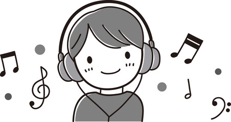 ヘッドフォンで音楽を聴いている子