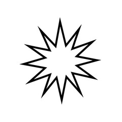 Simple black outline of a spiky star shape, resembling an explosion or burst, vector illustration