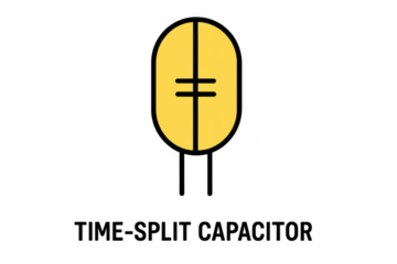 Time-split capacitor vector icon on transparent background