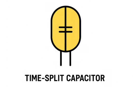 Time-split capacitor vector icon on transparent background
