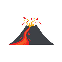 Vibrant volcano eruption flat design icon with fiery lava flow