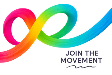 Rainbow Ribbon Swirl with Join The Movement Text infinity