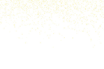Golden glitter rain on an abstract celebratory festive background isolated on transparent background