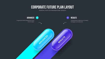 Product Analysis Two Element Diagram Frame Layout. Project Innovation 2 Option Infographic Presentation Design. Marketing Visualization Slide Template Vector Illustration.