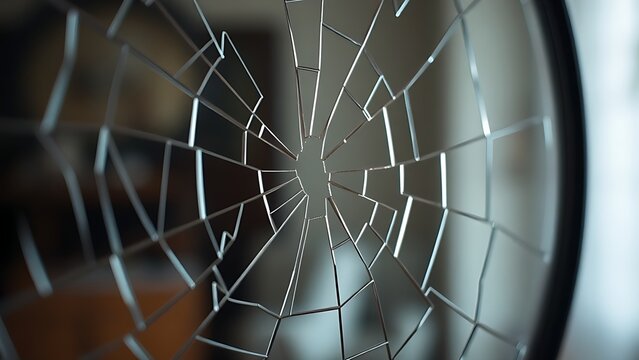 tennessine. Cracked mirror with a distorted reflection and broken surface texture. wellbeing guides, coaching materials, designed for coaching and self-improvement content, used by account managers.