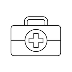 Obraz premium Outline icon of a first aid kit box with a medical cross symbol, vector illustration