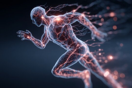 Neurotransmitter Release in Response to Exercise: Capture the increased release of neurotransmitters during physical exercise and its effect on breathing.