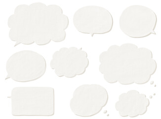 White Crayon Hand-Drawn Speech Bubble Set with Soft Gray Shadow