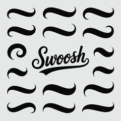 Bold Solid Black Calligraphic Swoosh & Decorative Flourish Design Set