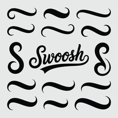 Bold Solid Black Calligraphic Swoosh & Decorative Flourish Design Set