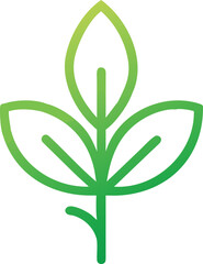 A vibrant green leaf icon with a gradient filling representing nature s beauty