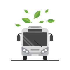 Sustainable public transport icon: eco bus with green leaves © azad