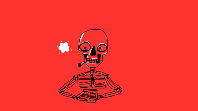 cartoon animation smoking skull