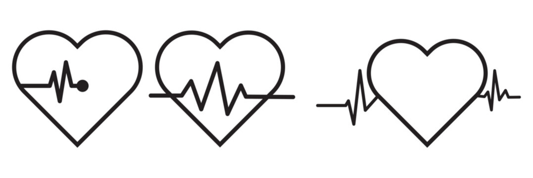 Hearth beat icon, health medical heartbeat symbol isolated on white background. Pulse rate monitor. Vector illustration.