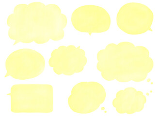 Crayon Hand-Drawn Speech Bubble Set in Yellow