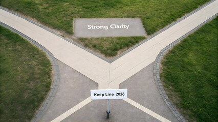 A path intersection merging into one node with a sign