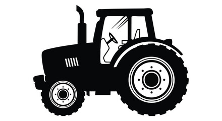 Fototapeta premium Detailed farm tractor silhouette icon for agricultural design