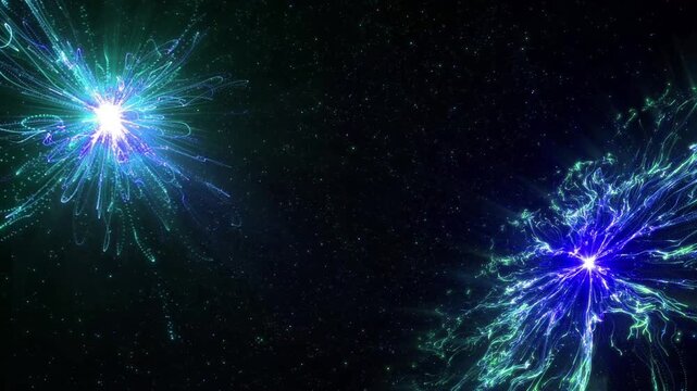 Dynamic cosmic energy bursts across starry void, creating captivating abstract visuals for futuristic technology and space exploration concepts