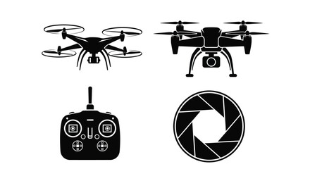 Drone photography and videography equipment vector illustration