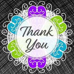 Thank You Colorful Mandala Lace Circular Dark Hatch Lines White Text 