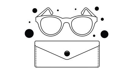Sunglasses and case yellow vector illustration eyewear style