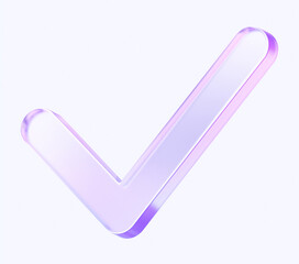 check icon with colorful gradient. 3d rendering illustration for graphic design, ui ux design, presentation or background. shape with glass effect	