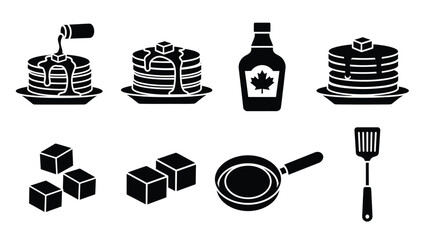 Pancakes maple syrup butter breakfast food vector illustration