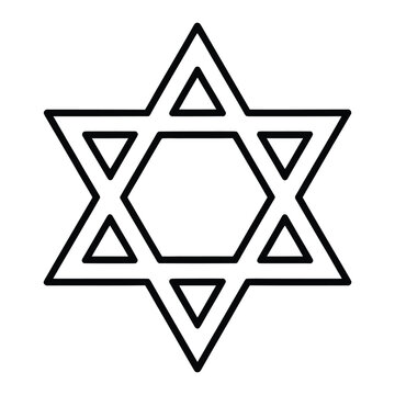 Star of david outline, a prominent symbol of judaism, representing jewish identity, faith, and heritage, isolated on