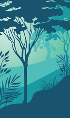 Silhouette of trees in wilderness scene