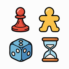 Flat Thick-Outline Board Game & Tabletop Gaming Icon Set
