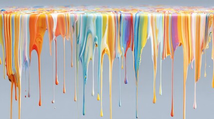 Colorful paint drips abstract design against transparent background for visuals