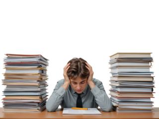 Gen Z Working Burnout Teamwork Activities isolated on a transparent background Hardwork Reports Financial 