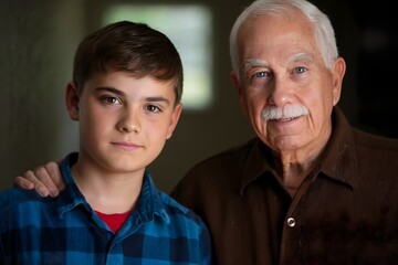 Portrait of a Boy and His Grandfather - Generations and Family Bonds