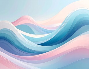 Soft, flowing abstract composition of undulating waves in pastel hues