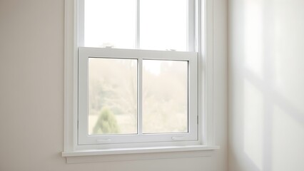 pvc. Minimalist white window with daylight streaming through, creating a clean and serene interior. real-estate listings.