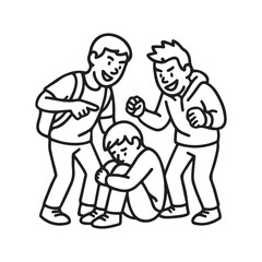 Stop bullying now conceptual illustration, sad vulnerable child surrounded by taunting bullies, promote anti bullying campaigns, empower youth, protect children