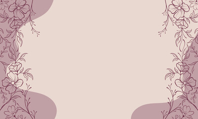 Cute kawaii pastel pink abstract background with flowers and leaves	