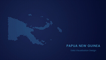 Papua New Guinea dotted digital map for data visualization design