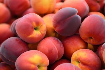 Stacked Ripe Peaches - Close Up Fruit Texture