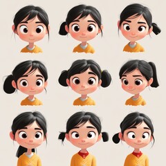 Rounded cartoon features, short body proportions, and warm approachable expression