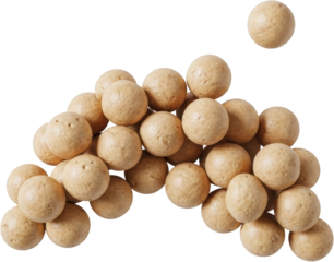 Pile Of Small Round Light Brown Spherical Objects Some With Dimples Arranged In A Cluster On A Transparent Background Isolate Spheres Balls Clustered Textured