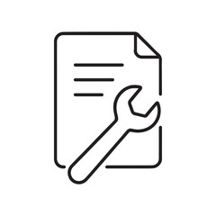 Document with Wrench Represents Technical Support and Maintenance Services