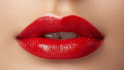 Obraz premium Crimson Lips A Study in Texture, Color and Light on Human Facial Features.