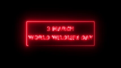 Wildlife world day planet with animals, art video illustration. 3 march day Text on black isolate. Animation of animal rights text on transparent background .
