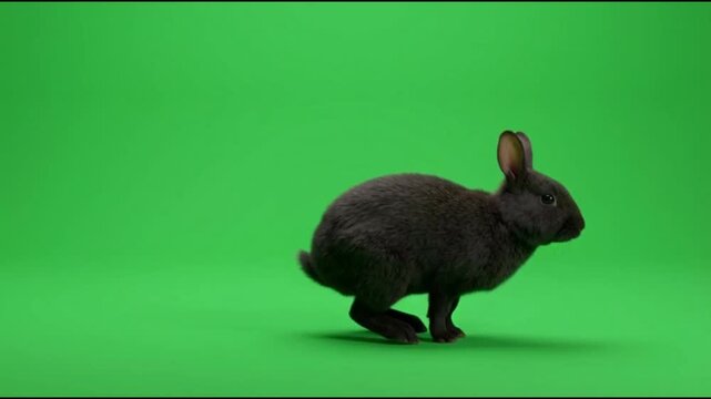 Amami Rabbit Jumps On Green Screen Studio