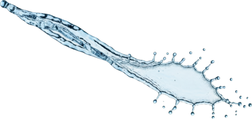 A liquid water splash with droplets and splashes dynamic fluid motion isolate clear clean fresh abstract wave flow wet natural purity beverage hydration