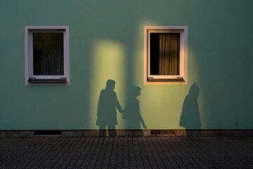Shadow of Couple Holding Hands on Textured Wall