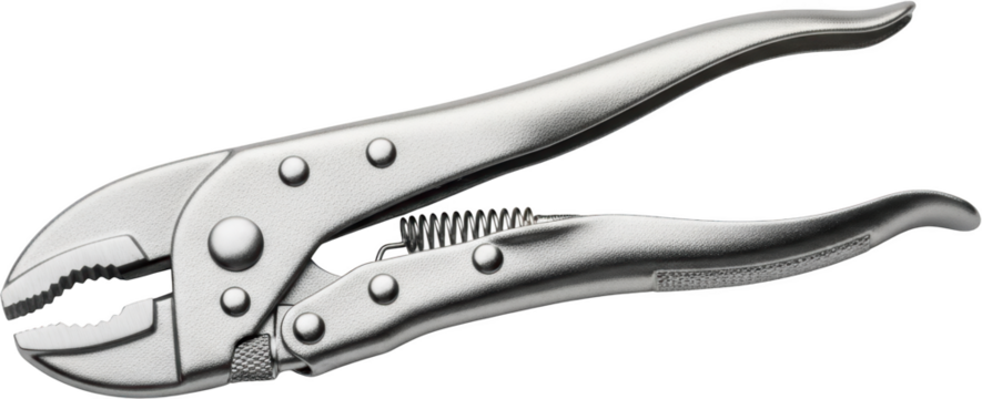Metal Locking Pliers Tool With Serrated Jaws And A Coiled Spring Mechanism Isolated Against A Transparent Background For Isolate Vise Grips Steel Hardware Workshop