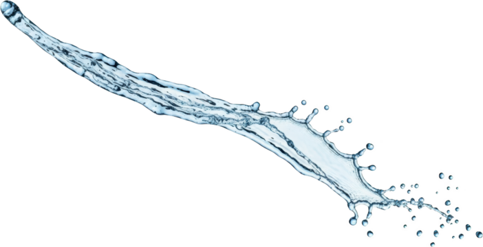 Dynamic Splash Of Clear Liquid Featuring A Flowing Stream And Multiple Droplets Isolated On A Transparent Background Isolate Water Movement Transparent Background