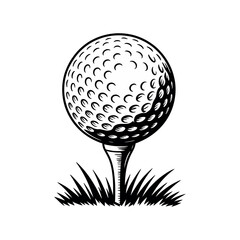 A golf ball is placed on a tee, ready for a swing in this illustration.